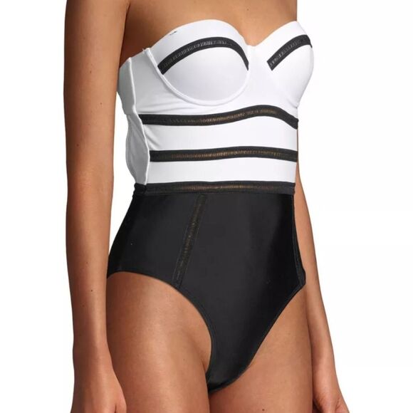 XOXO Size Small Trim One-Piece Swimsuit with Molded Cups - New - Picture 2 of 6